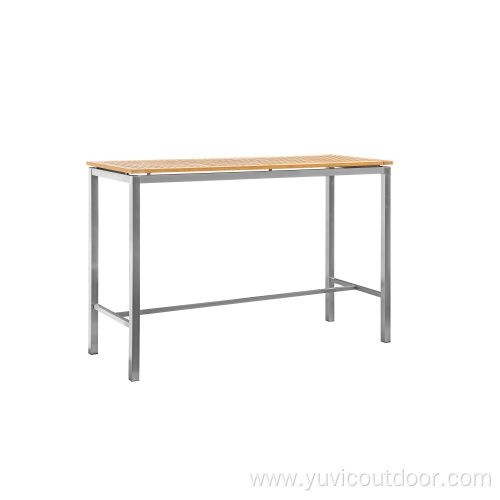 304# Stainless Steel Burma Teak Outdoor Bar Table